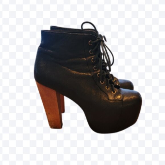 Jeffrey Campbell Lita Handmade Havana Last Black Leather Platform Bootie - Picture 6 of 15
